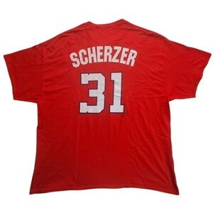 MLB Washington Nationals Max Scherzer 31 Red Graphic T-Shirt Mens Size XXL